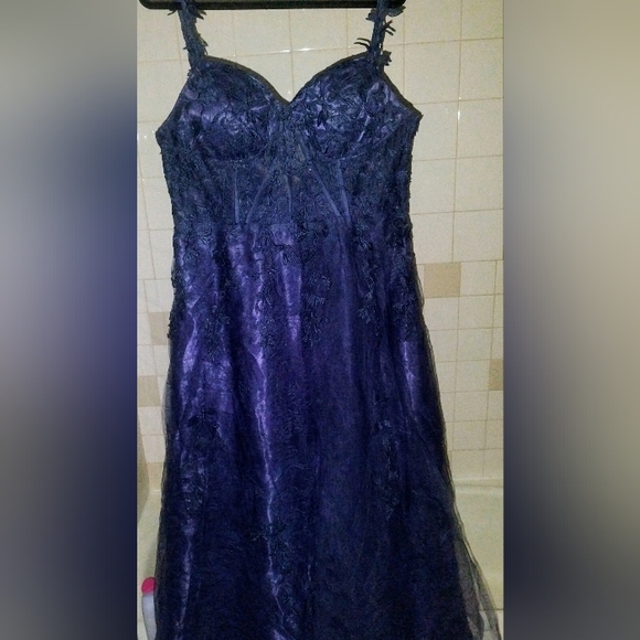 Stormy Blue Prom Dress Plus Size, 18W - Picture 5 of 10
